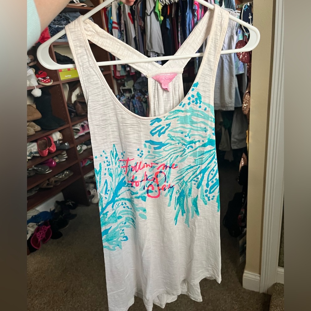 Small Lilly Pulitzer Follow me to the seas luxletic tank top